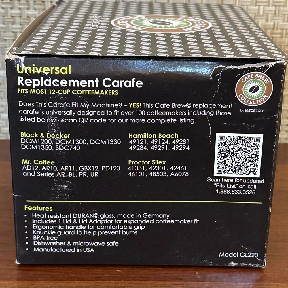 🌟HP🌟NIB 12 Cup Universal Glass Replacement Carafe Automatic for Coffee Maker - Picture 2 of 8